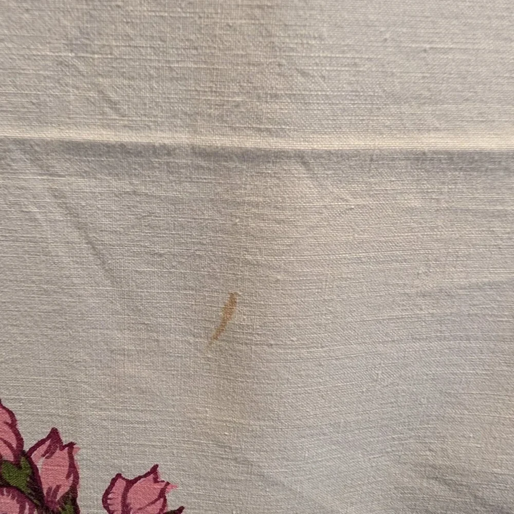 Vintage Tablecloth with Pink and Blue Flowers - Picture 3 of 5